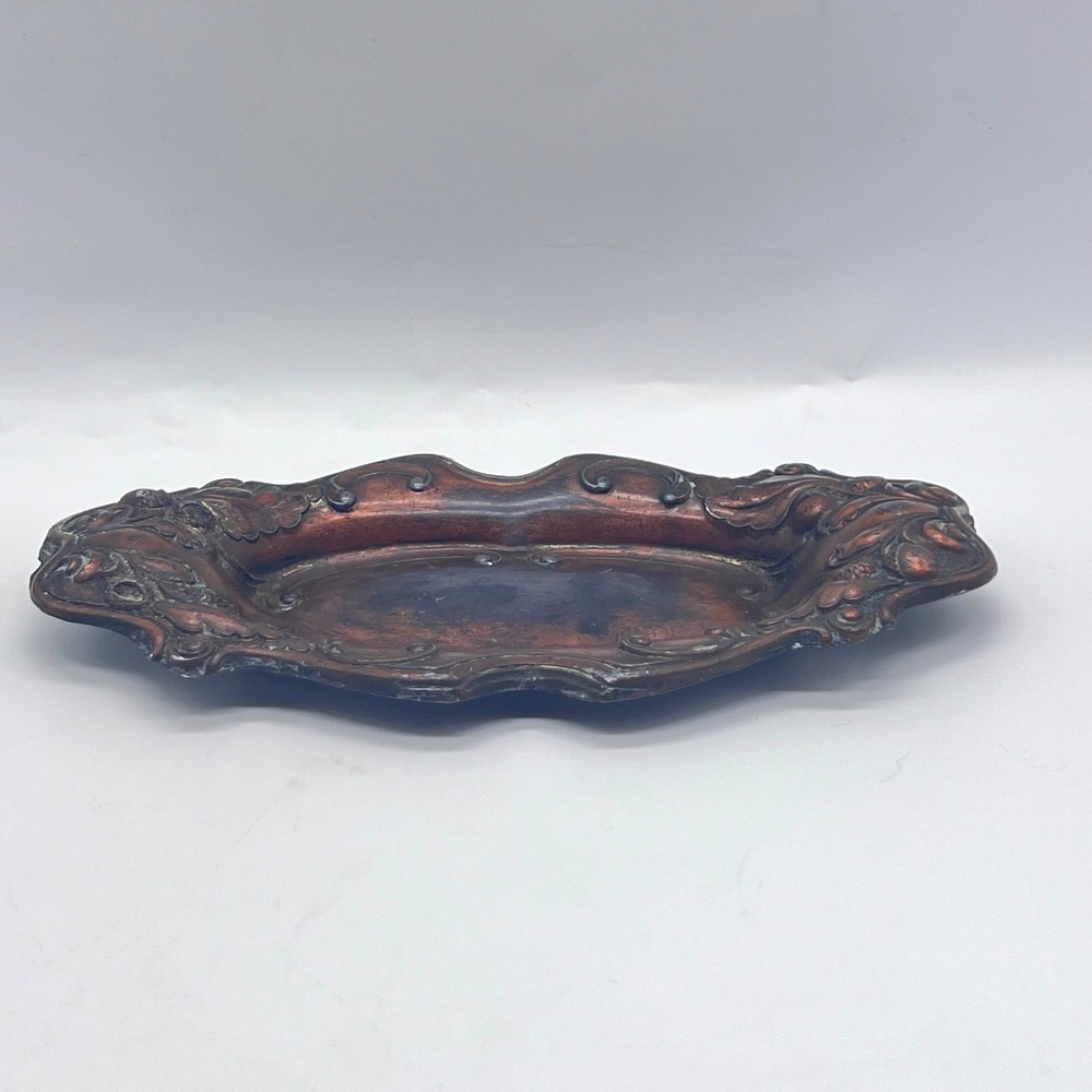 Vintage Vanity Tray Trinket Dish Metal Ornate Art Nouveau Made in Japan - Picture 3 of 14